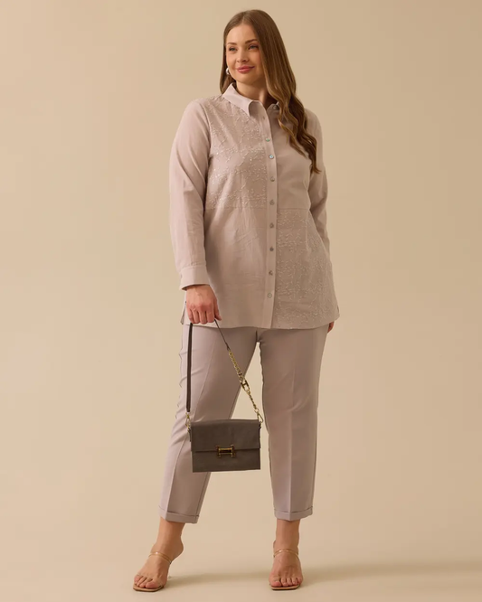 büyük beden nakışlı pul detaylı tunik Gala-Xi