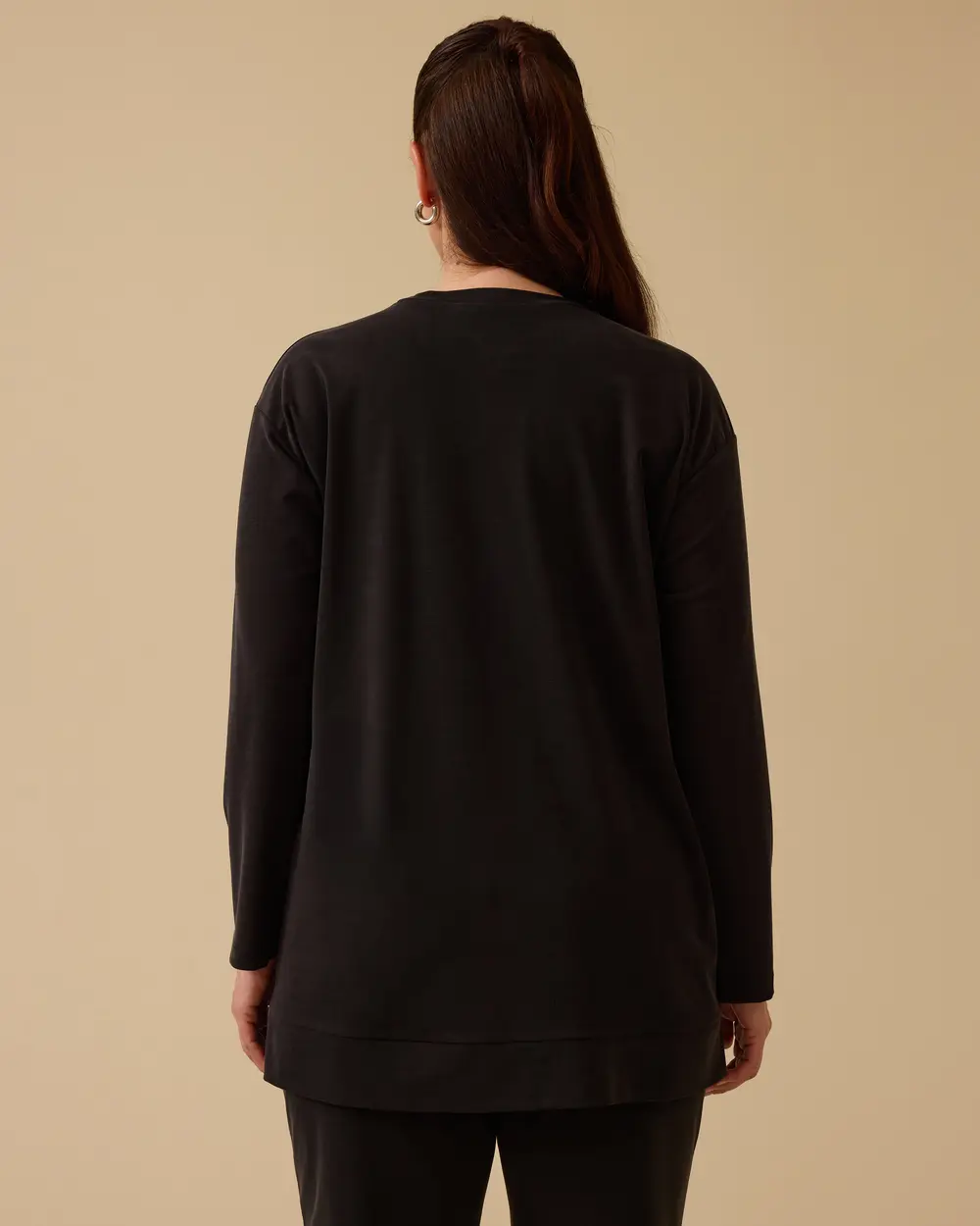 Gala-xi Oversize Uzun Kol Midi Tunik - Minimalist Günlük Stil Translation missing: ar.content.product_image_secondary