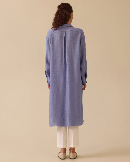 تونيك نسائي واسع متوسط ​​الطول بياقة قميص من SCL - أناقة يومية