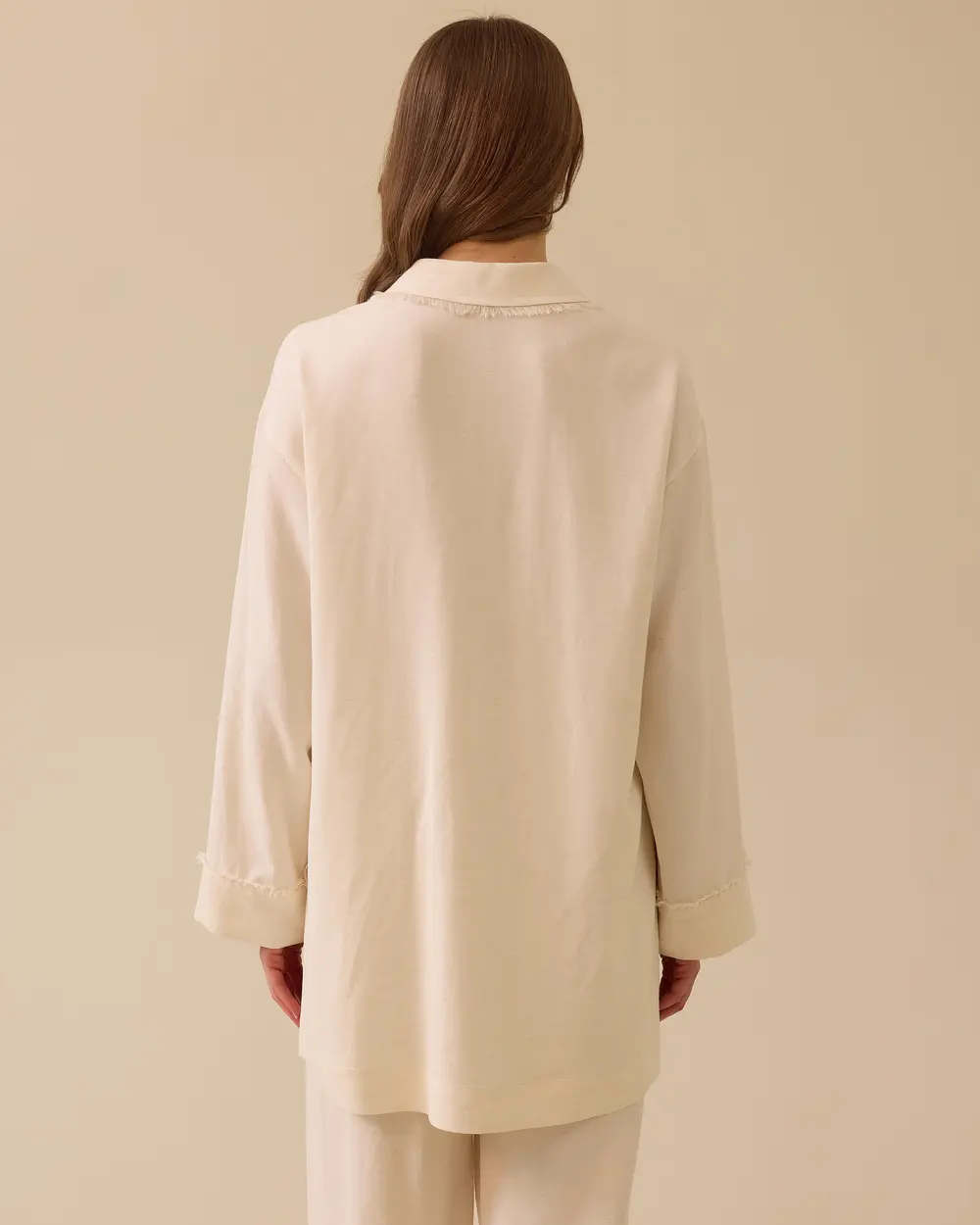 SCL Oversize Gömlek Yaka Uzun Kol Kadın Tunik - Minimalist Tarz