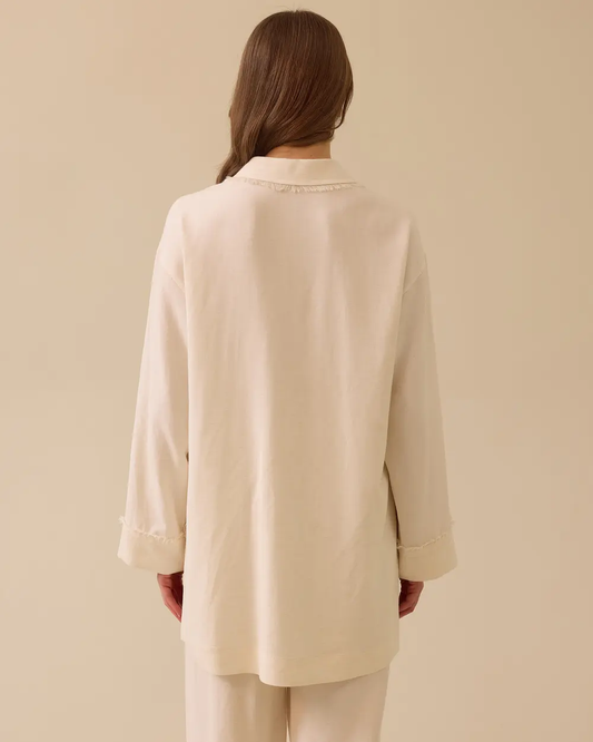 SCL Oversize Gömlek Yaka Uzun Kol Kadın Tunik - Minimalist Tarz
