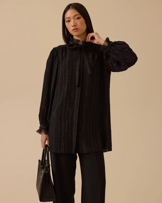 تونيك من الشيفون المزخرف بتفاصيل وشاح