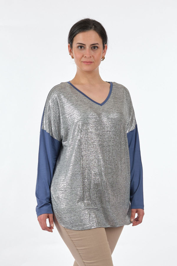 Twomail Oversize V Yaka Midi Bluz - Günlük & Şık