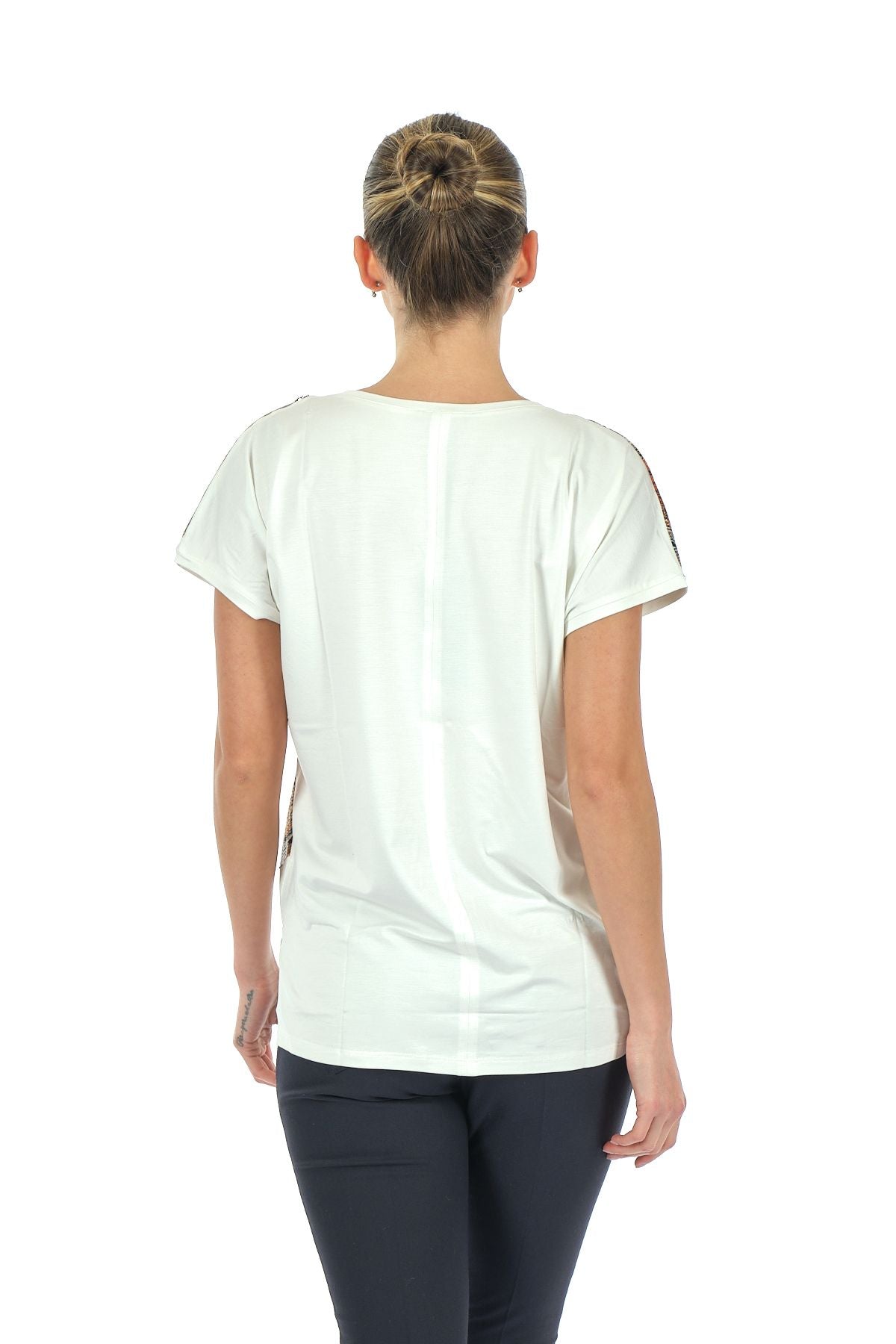 Twomail Oversize V Yaka Yılan Desenli Kadın T-Shirt - Kısa Kol