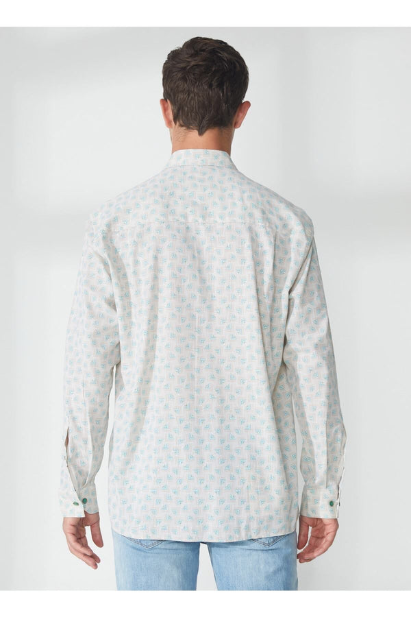 U.S. Polo Assn. Erkek Uzun Kol Geometrik Desen Gömlek - Minimalist Stil