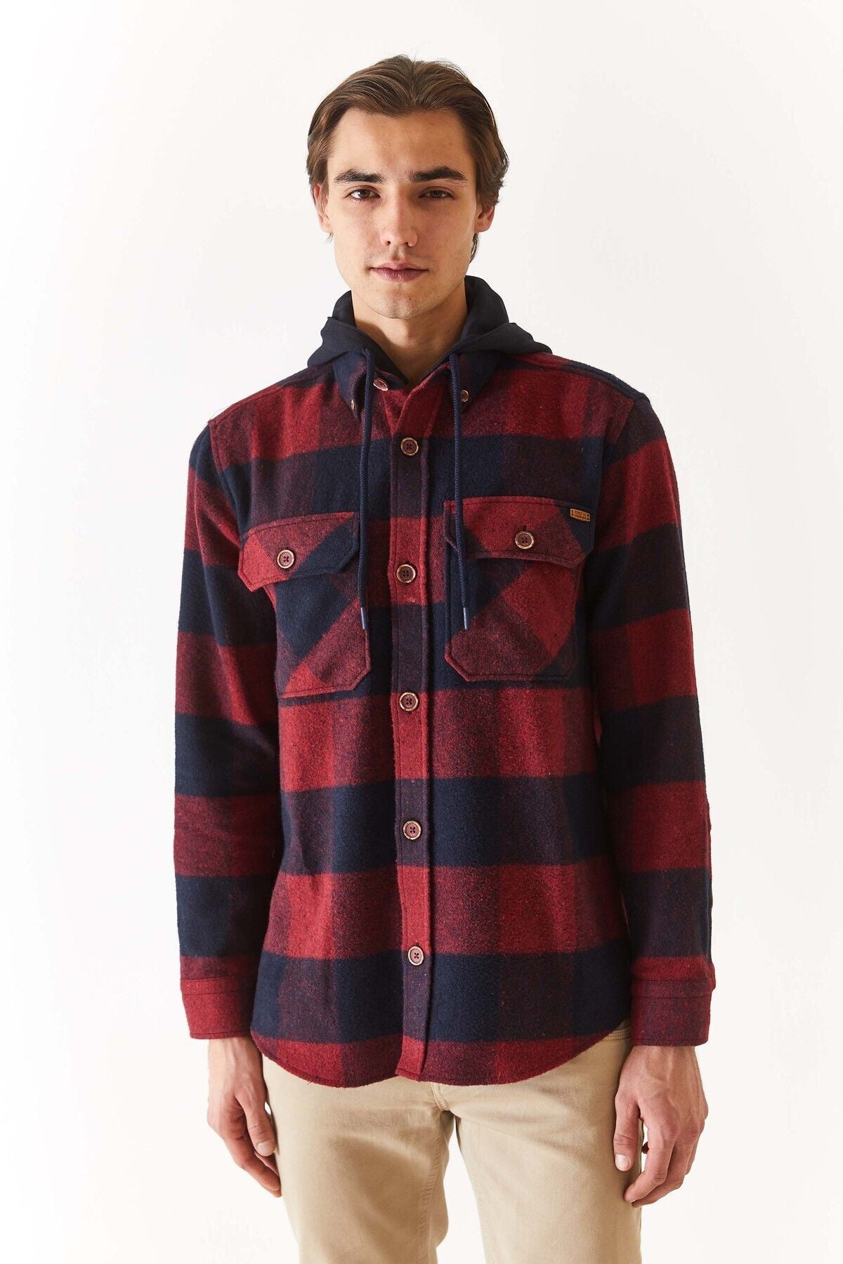 U.S. Polo Assn. Erkek Oversize Flanel Gömlek - Kaban Yaka - Uzun Kol Translation missing: ar.content.product_image_main