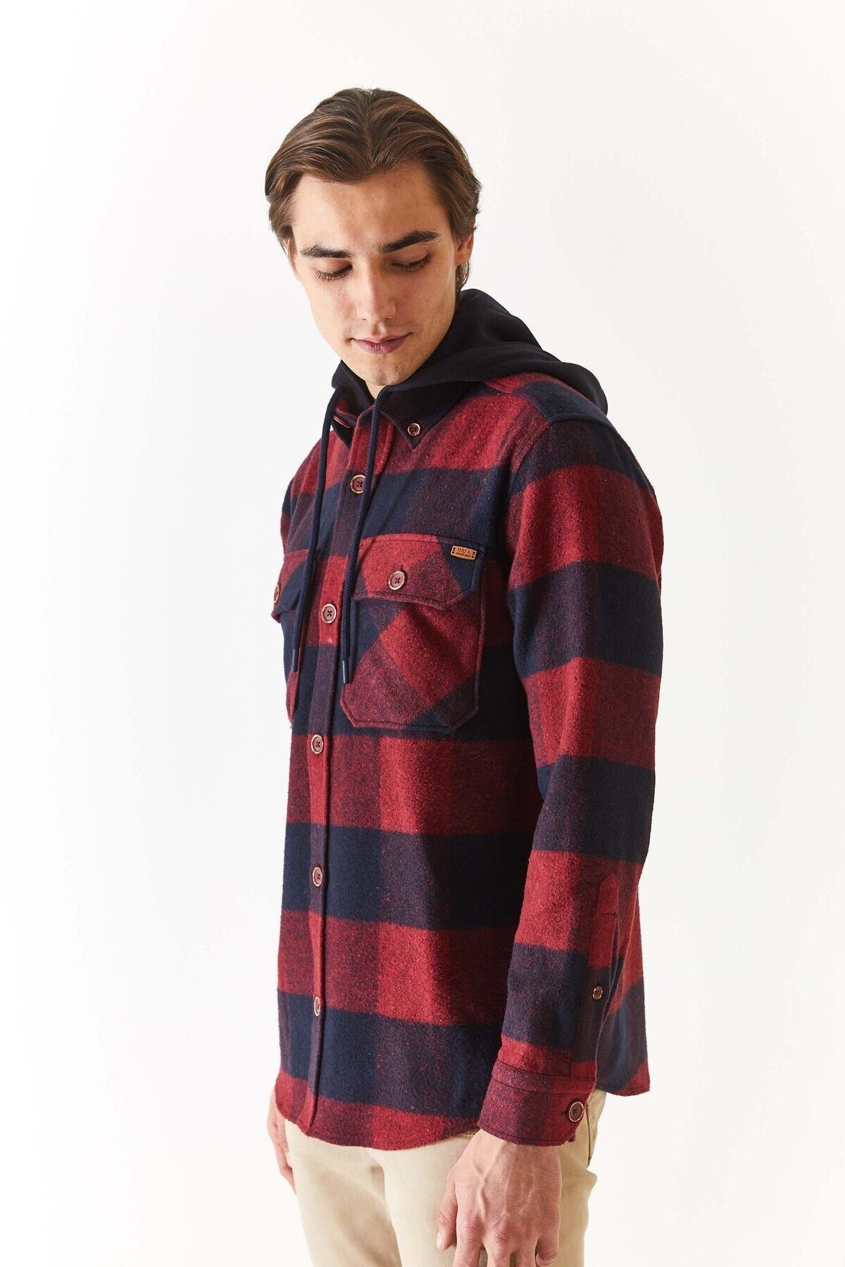 U.S. Polo Assn. Erkek Oversize Flanel Gömlek - Kaban Yaka - Uzun Kol Translation missing: ar.content.product_image_secondary