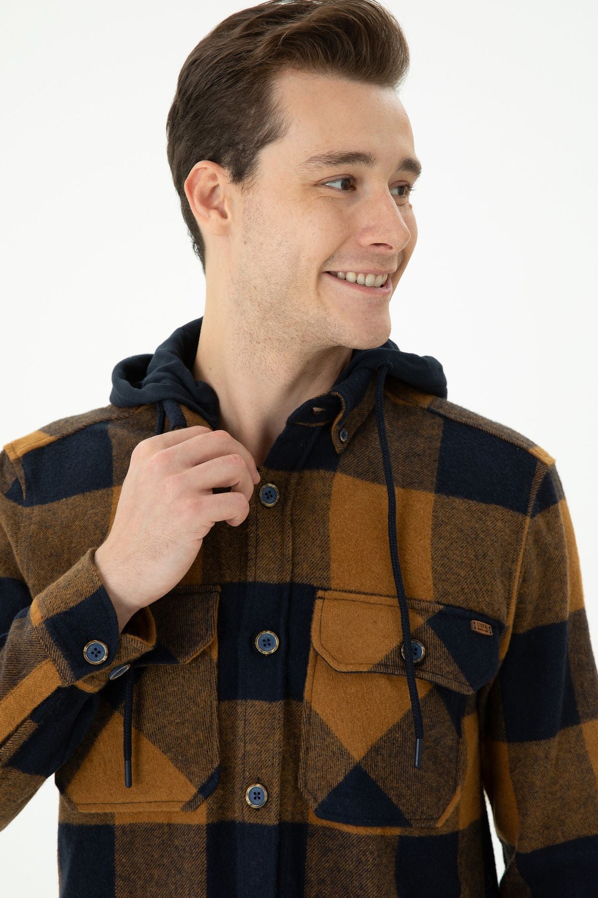 U.S. Polo Assn. Erkek Oversize Flanel Gömlek - Kaban Yaka - Uzun Kol