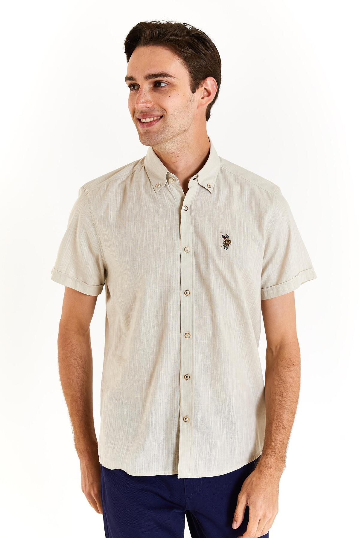 U.S. Polo Assn. Minimalist Kısa Kol Erkek Gömleği - Regular Fit