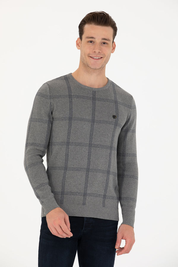 U.S. Polo Assn. Minimalist Kareli Erkek Kazak - Uzun Kol