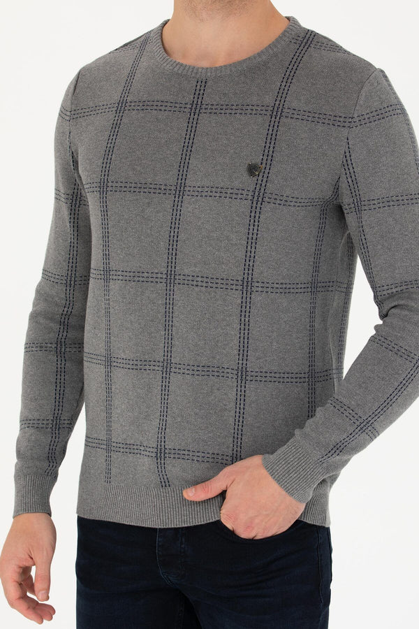U.S. Polo Assn. Minimalist Kareli Erkek Kazak - Uzun Kol