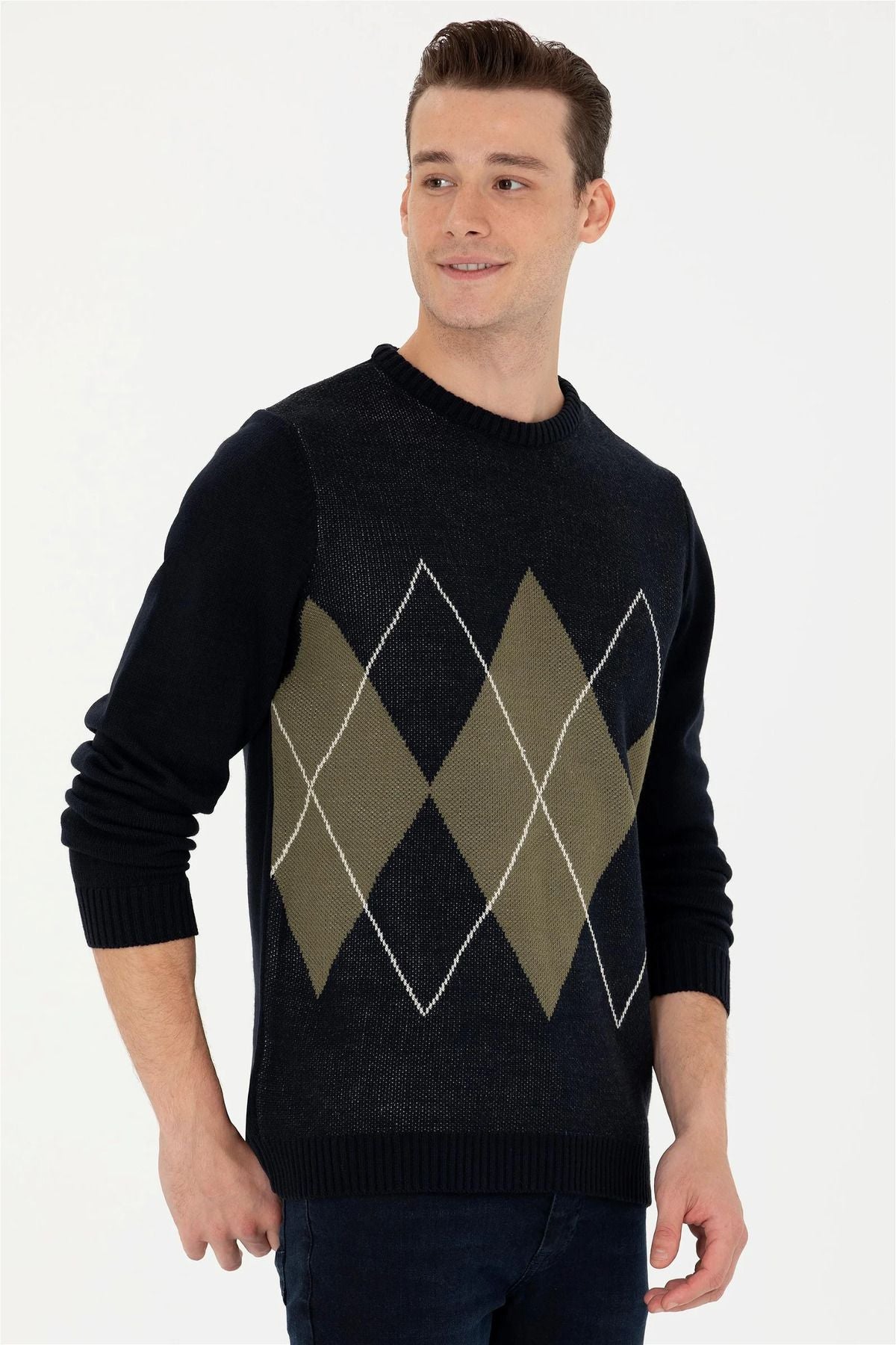 U.S. Polo Assn. Erkek Minimalist Yuvarlak Yaka Kazak - Günlük Stil
