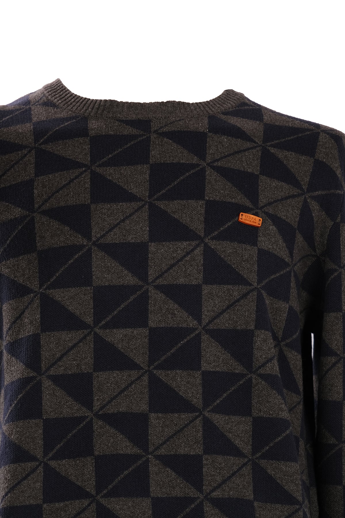 U.S. Polo Assn. Erkek Geometrik Desenli Uzun Kol Kazak - Minimalist Stil Translation missing: ar.content.product_image_main