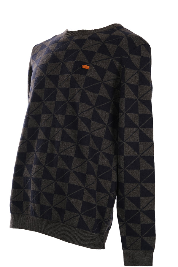 U.S. Polo Assn. Erkek Geometrik Desenli Uzun Kol Kazak - Minimalist Stil
