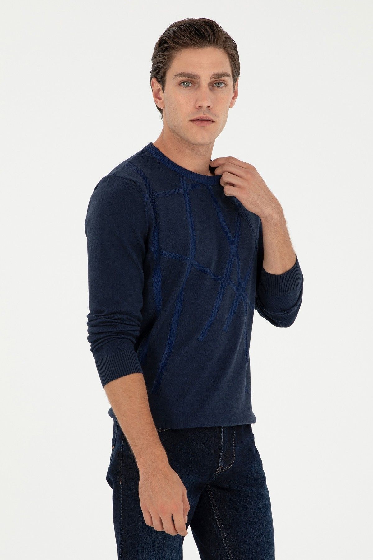 U.S. Polo Assn. Erkek Uzun Kol Geometrik Desen Kazak - Minimalist Tarz Translation missing: ar.content.product_image_main