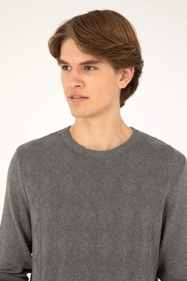 U.S. Polo Assn. Erkek Minimalist Desenli Regular Fit Uzun Kol Kazak