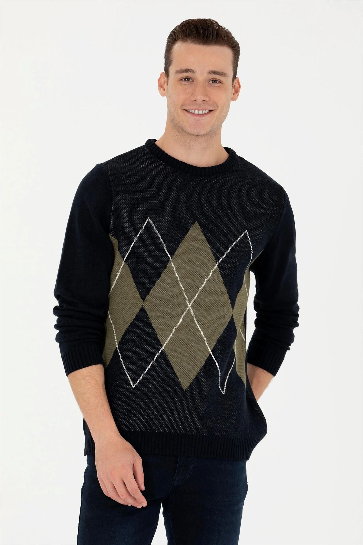 U.S. Polo Assn. Erkek Minimalist Yuvarlak Yaka Kazak - Günlük Stil Ana görsel