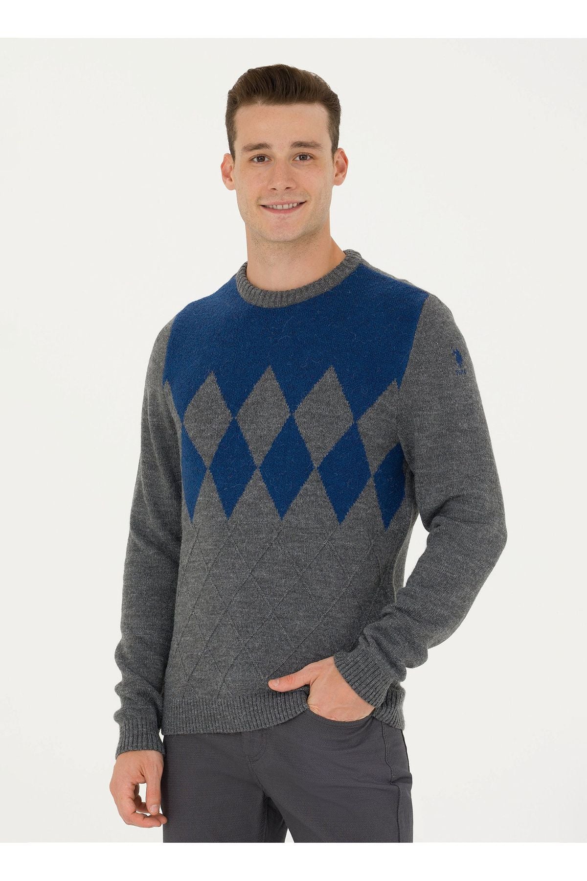 U.S. Polo Assn. Erkek Minimalist Yuvarlak Yaka Kazak - Günlük Stil Ana görsel