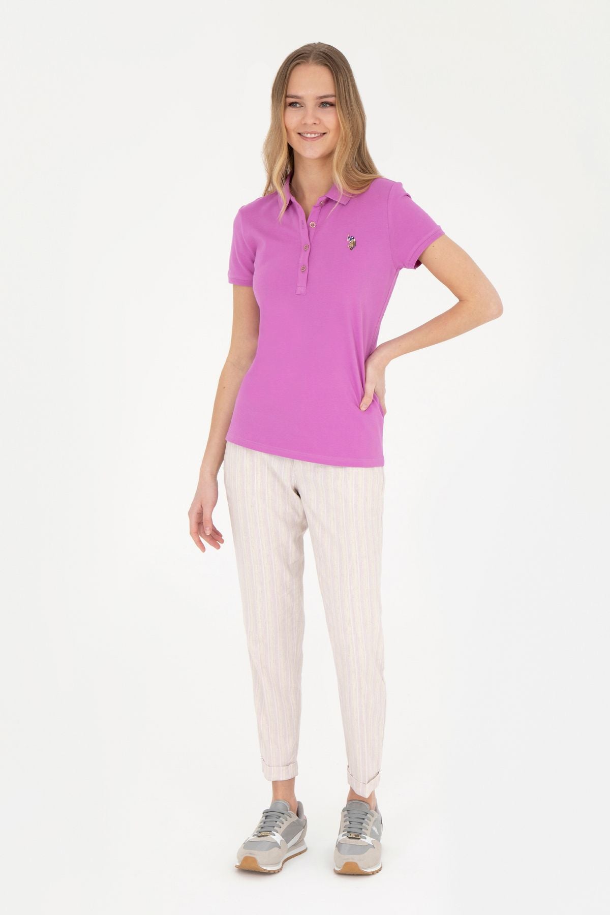 U.S. Polo Assn. Minimalist Çizgili Kadın Pantolon - Rahat & Şık Translation missing: ar.content.product_image_secondary