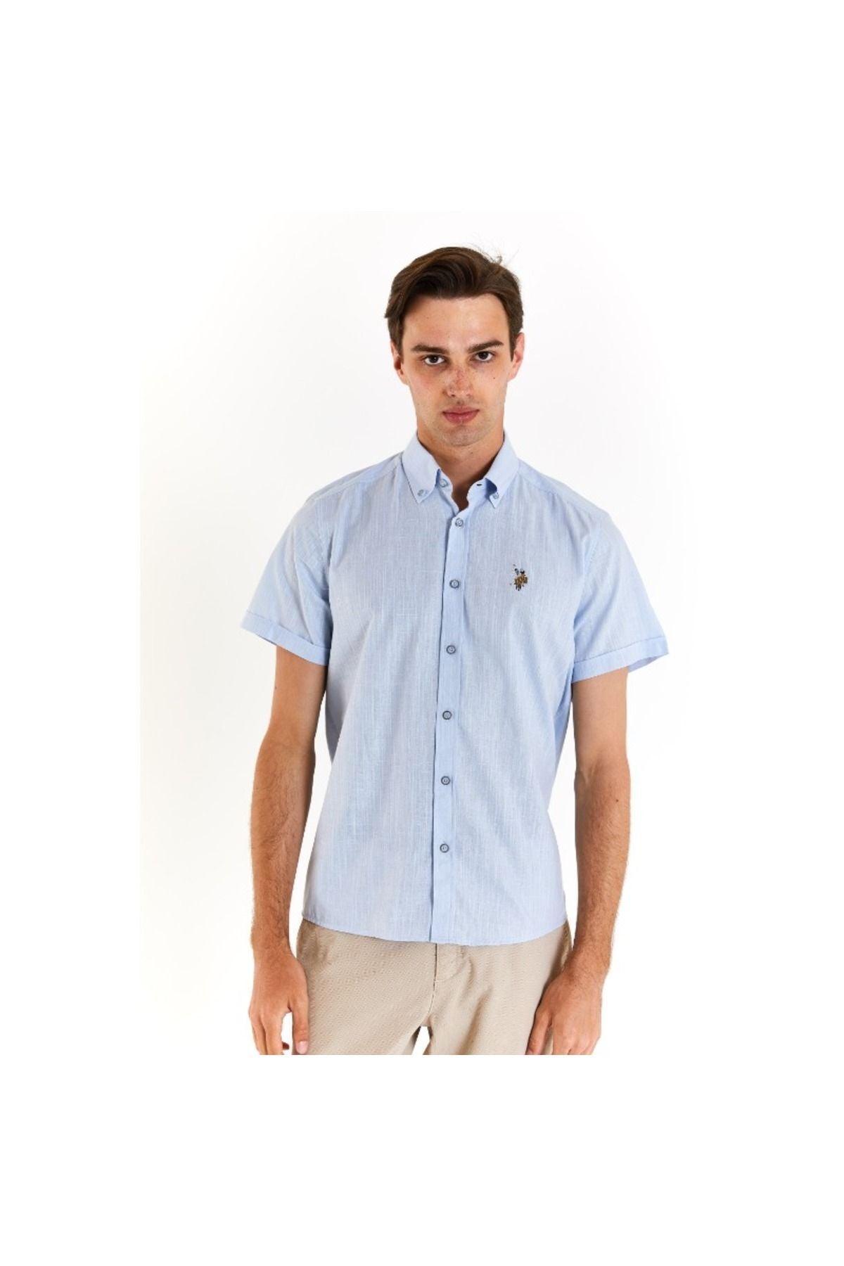 U.S. Polo Assn. Minimalist Kısa Kol Erkek Gömleği - Regular Fit Translation missing: tr.content.product_image_main