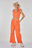 Unique Mode Minimalist Crop Bluz & Geniş Paça Pantolon Takım - Yazlık