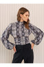 Unique Mode Yılan Desenli Crop Bluz - Uzun Kol - Saten