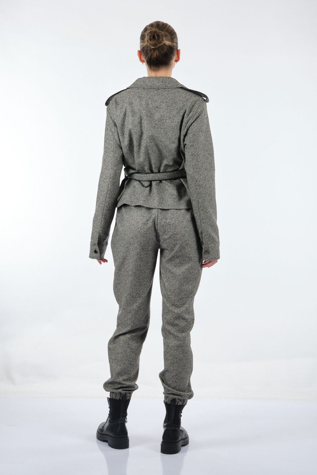 Unique Mode Minimalist Kemerli Uzun Kol Crop Kadın Ceket - Günlük Tarz