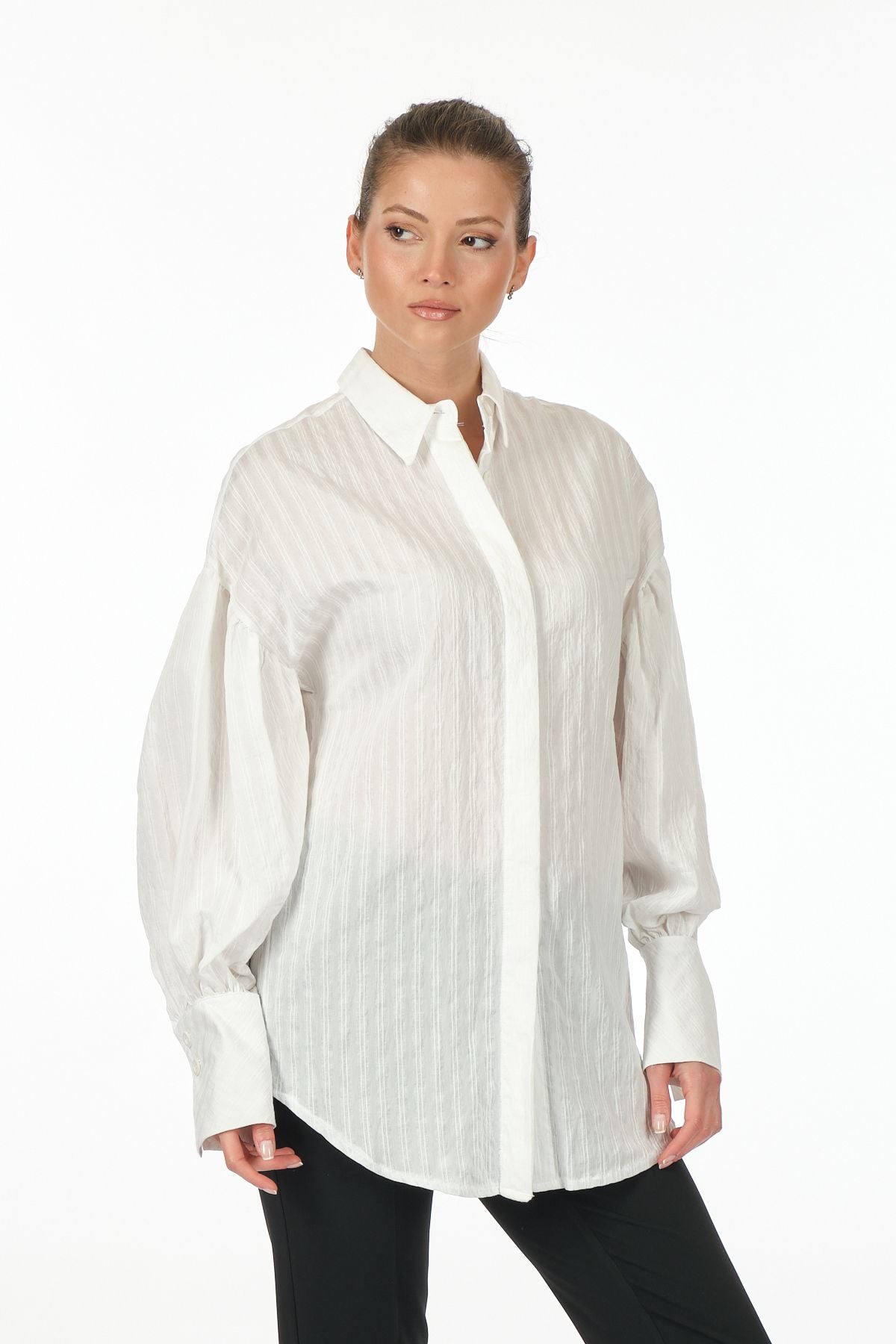 Unique Mode Oversize Balon Kol Midi Gömlek - Minimalist Şıklık