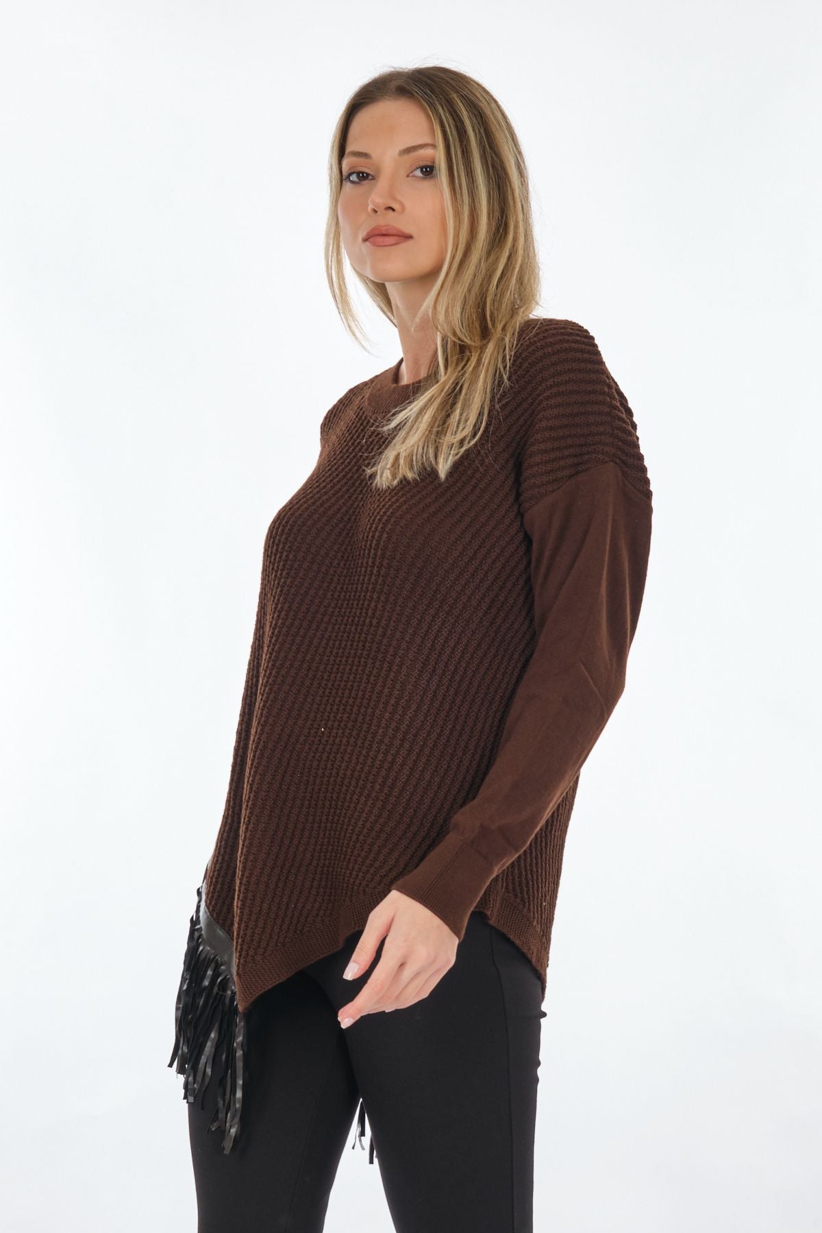 Unique Mode Oversize Fırfırlı Kadın Kazak - Minimalist Stil