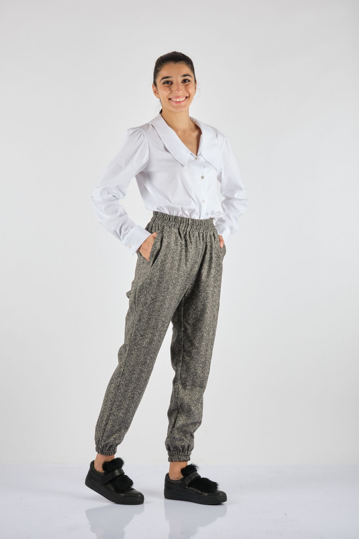 Unique Mode Minimalist Jogger Pantolon - Lastikli Bel - Midi Boy Translation missing: ar.content.product_image_secondary