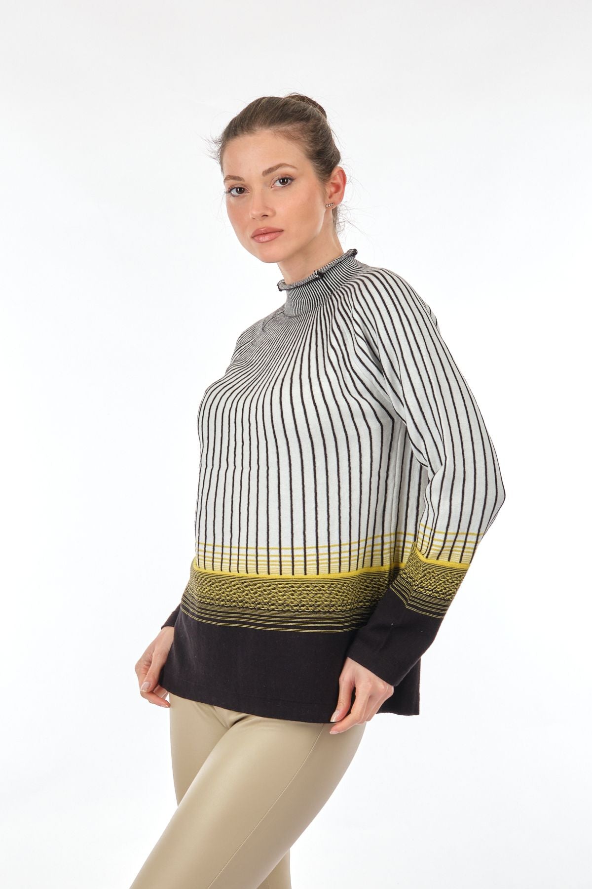 Unique Mode Minimalist Oversize Uzun Kol Triko Kazak Kadın