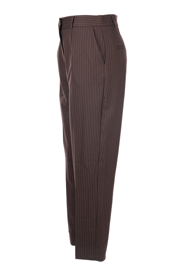 Unique Mode Minimalist Çizgili Midi Kadın Pantolon - Yüksek Bel