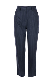 Unique Mode Minimalist Çizgili Midi Kadın Pantolon - Yüksek Bel