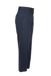 Unique Mode Minimalist Çizgili Midi Kadın Pantolon - Yüksek Bel