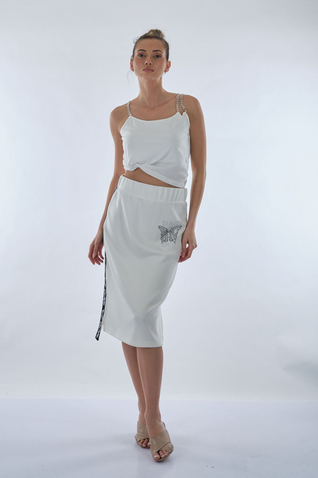 Unique Mode Minimalist Midi Etek & Crop Top Takım - Günlük & Şık