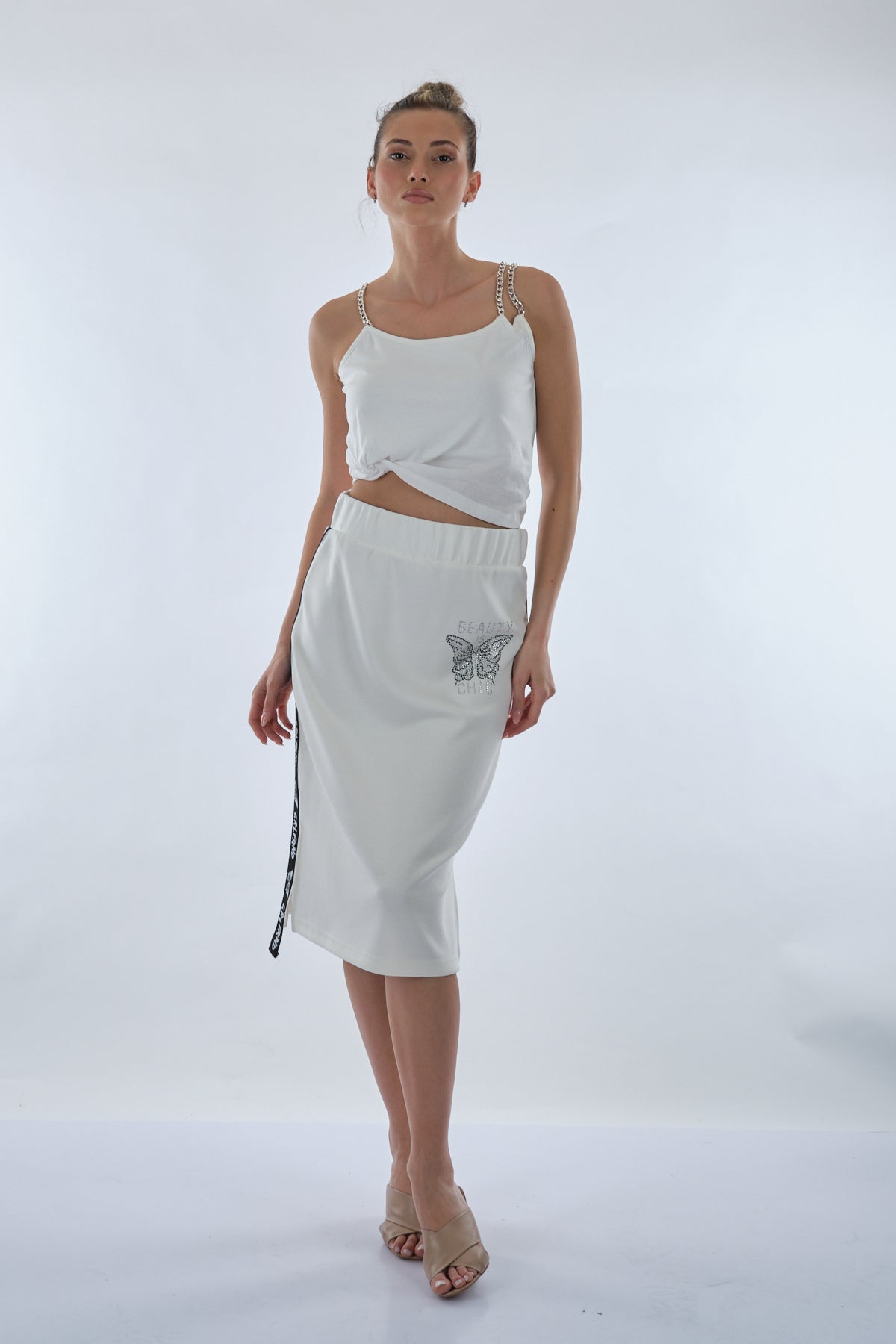 Unique Mode Minimalist Midi Etek & Crop Top Takım - Günlük & Şık Translation missing: ar.content.product_image_secondary