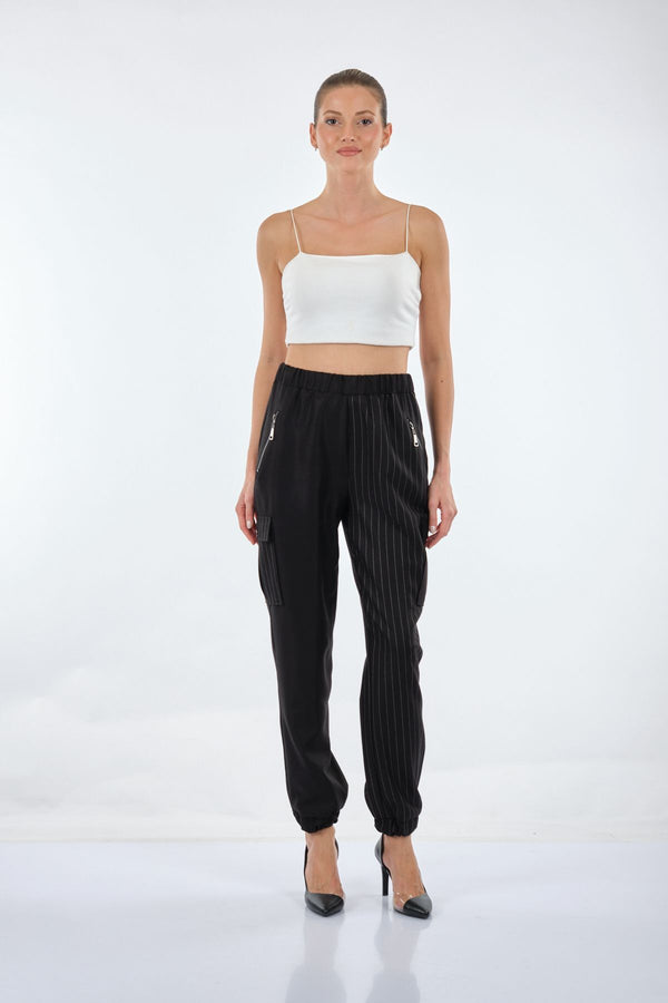 Unique Mode Oversize Çizgili Kadın Pantolon - Minimalist & Rahat