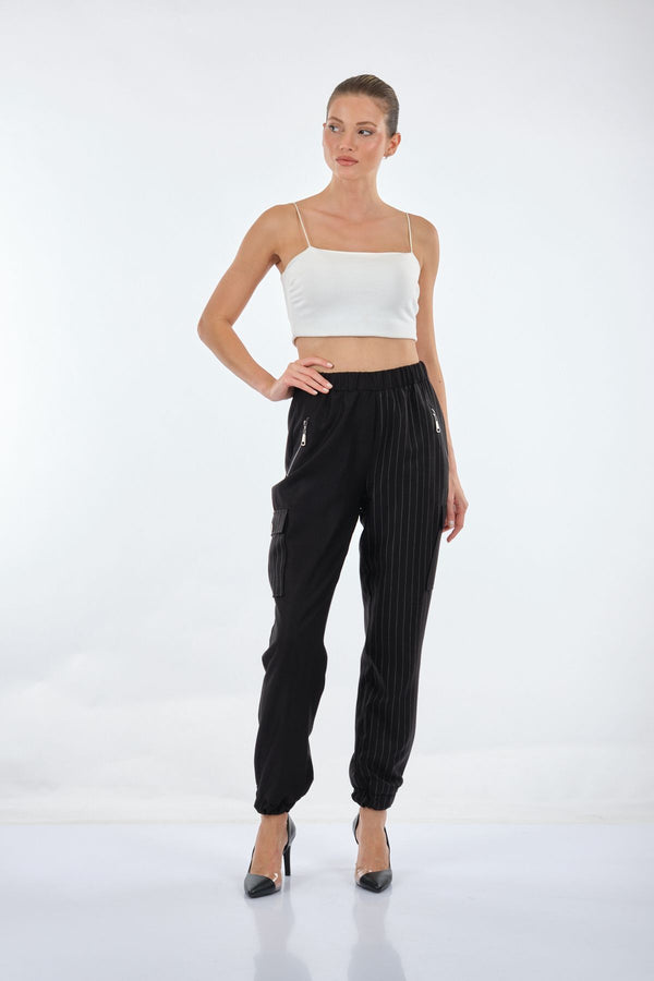 Unique Mode Oversize Çizgili Kadın Pantolon - Minimalist & Rahat
