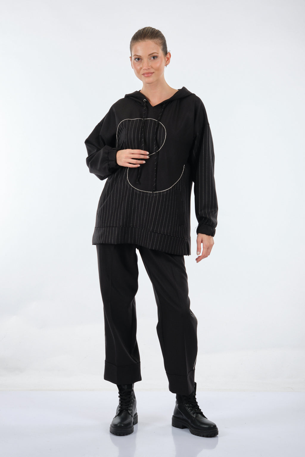 Unique Mode Oversize Kapüşonlu Midi Sweatshirt - Günlük Şıklık