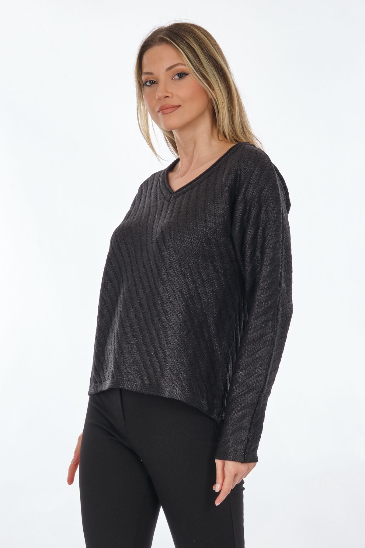 Unique Mode Oversize V Yaka Uzun Kol Triko - Minimalist Tarz