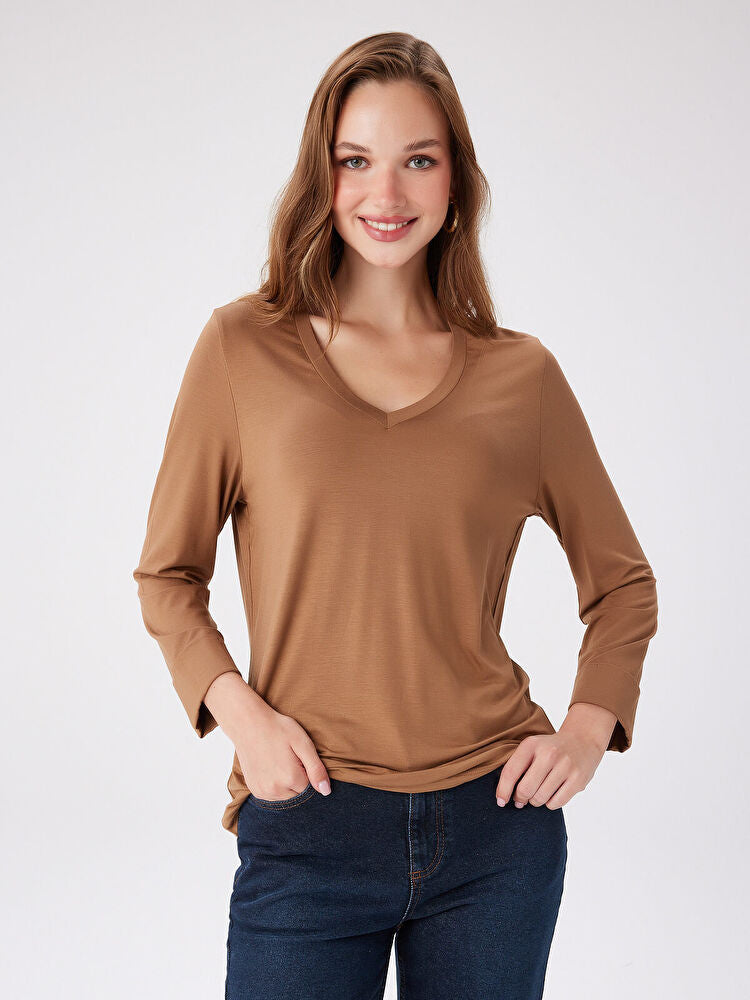 V Yaka Truvakar Kol T-Shirt FAİK SÖNMEZ