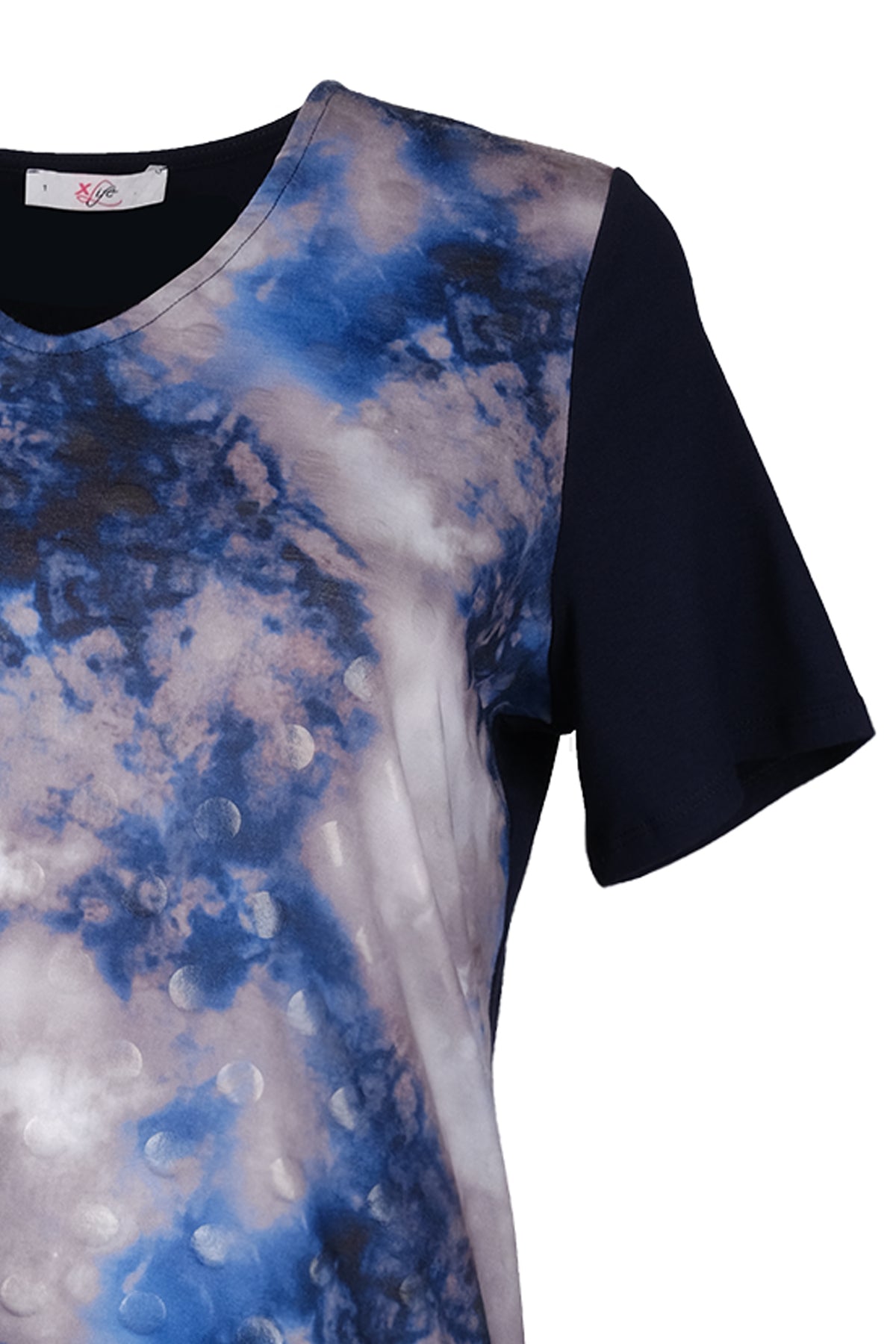 Vedi-bb Oversize V Yaka Minimalist Kadın Bluz - Kısa Kol Translation missing: tr.content.product_image_secondary