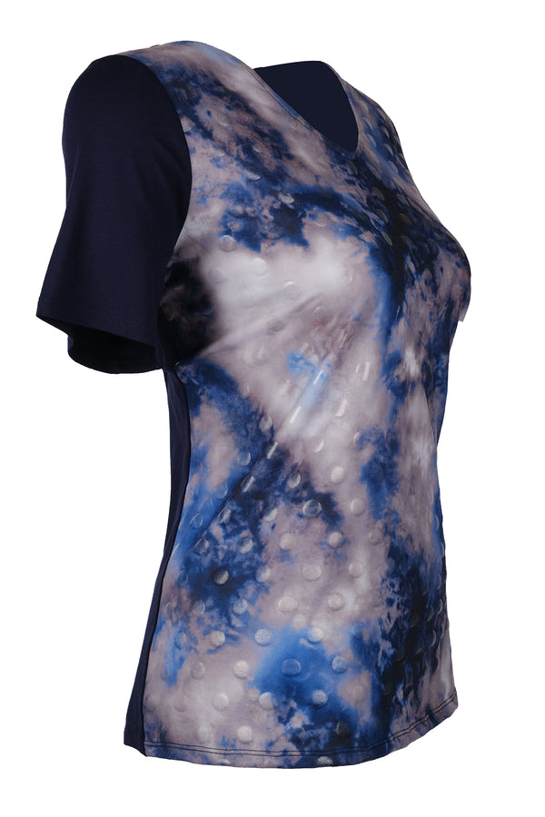 Vedi-bb Oversize V Yaka Minimalist Kadın Bluz - Kısa Kol