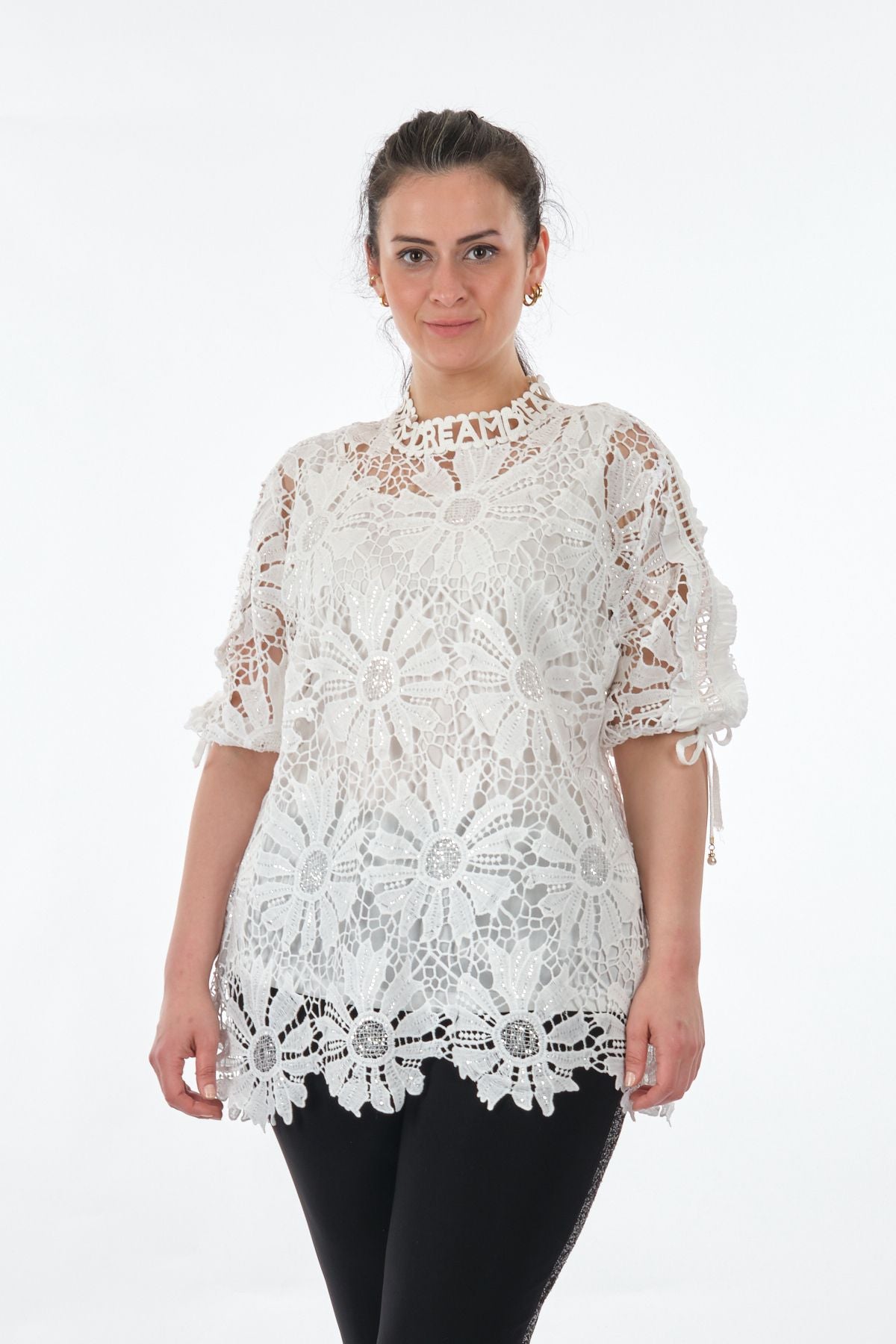 Vedi-bb Dantel Detaylı Oversize Midi Kadın Bluz - Günlük & Özel Gün Translation missing: tr.content.product_image_secondary