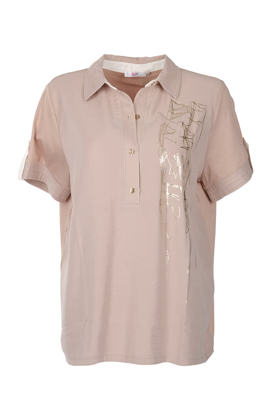 بلوزة نسائية من فيدي بمقاسات كبيرة وياقة قميص 25YXD5020