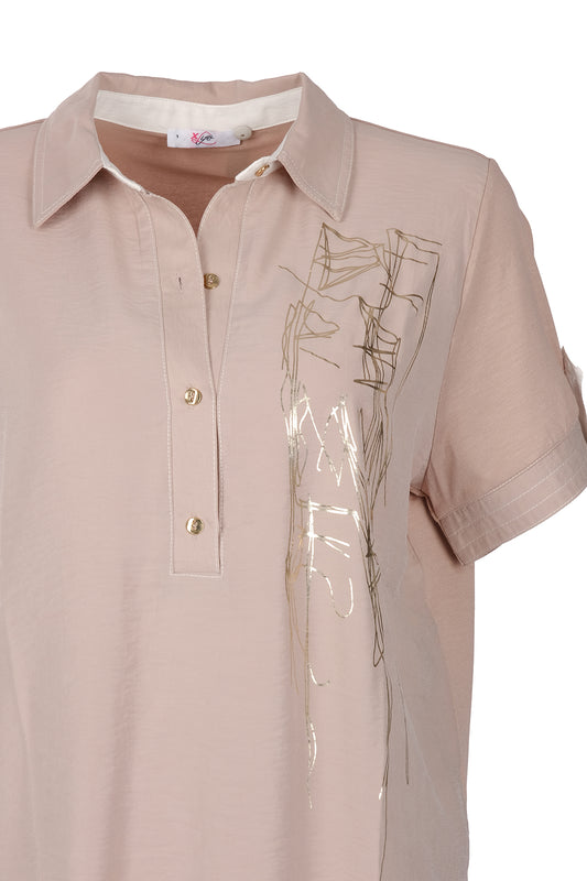 بلوزة نسائية من فيدي بمقاسات كبيرة وياقة قميص 25YXD5020