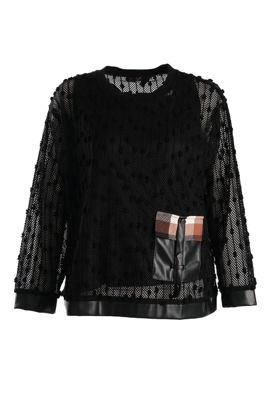 Vedi-bb Oversize Uzun Kol File Kadın Bluz - Minimalist Tasarım