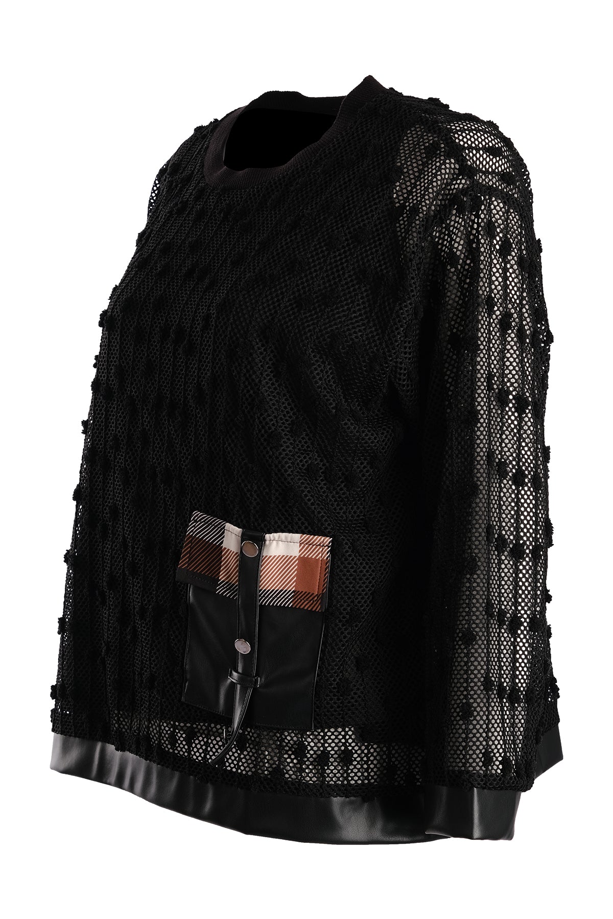 Vedi-bb Oversize Uzun Kol File Kadın Bluz - Minimalist Tasarım