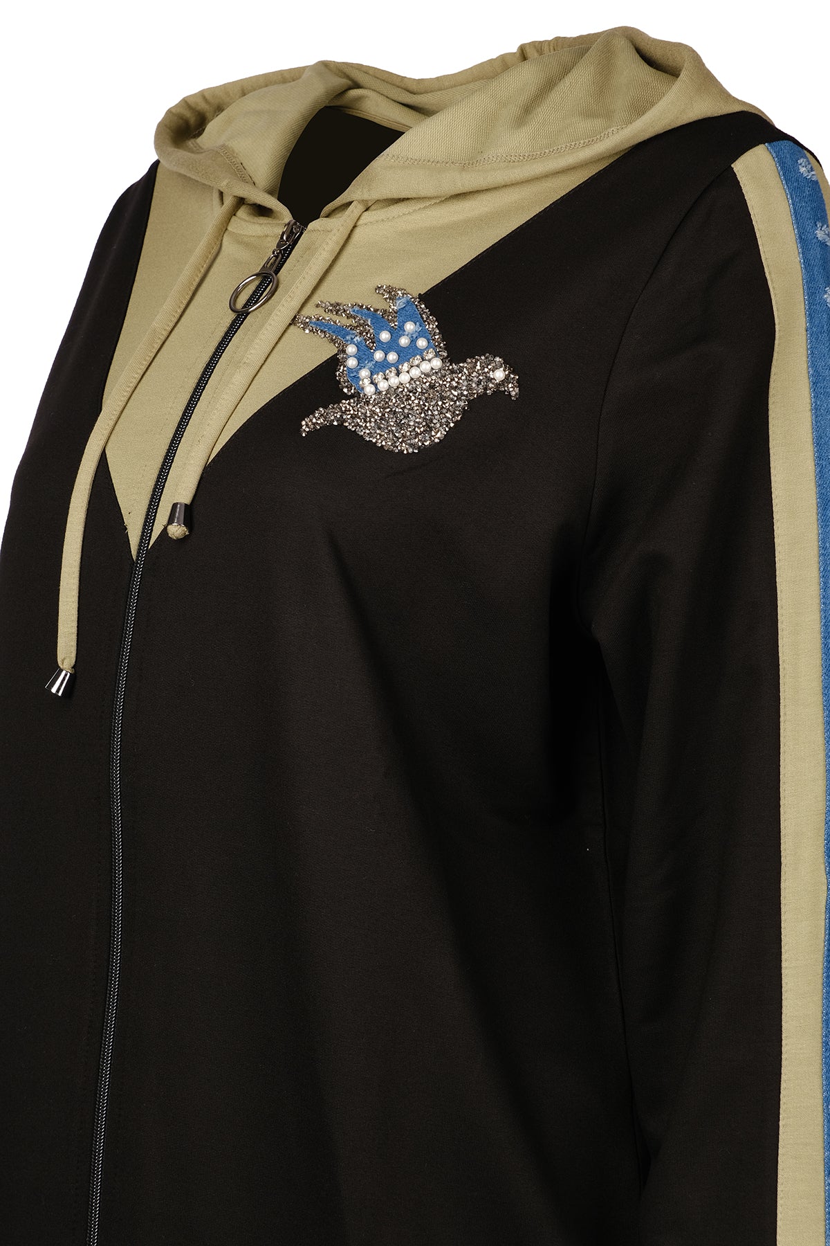 Vedi-bb Oversize Kapüşonlu Fermuarlı Kadın Ceket - Günlük & Spor