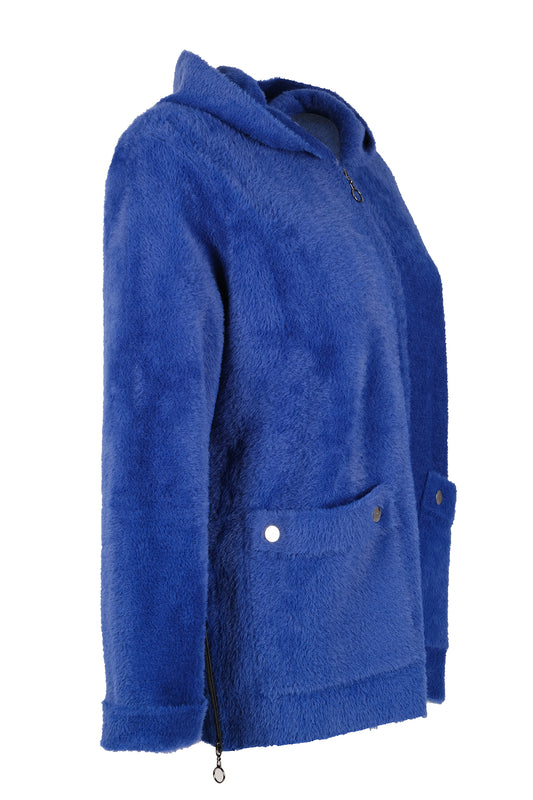 Vedi-bb Oversize Peluş Kapüşonlu Kadın Ceket - Rahat ve Şık